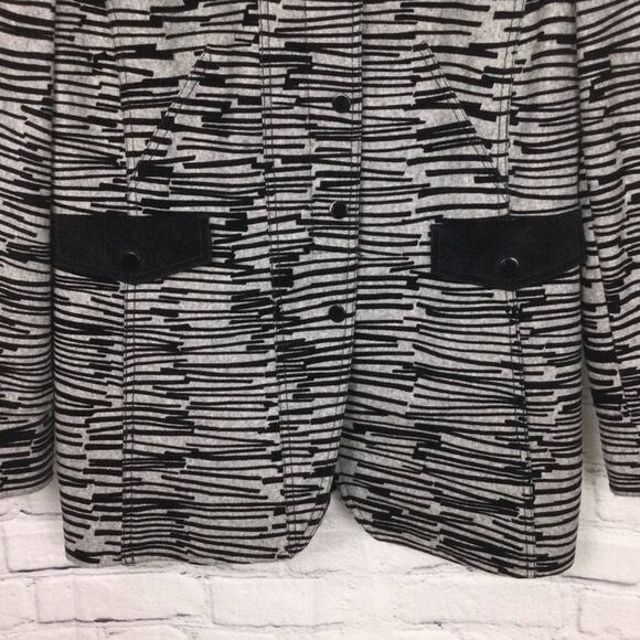 Etcetera Zebra Mock Collar Wool Blend Fleece Lined Long Sleeve 3/4 Coat Size 12 - Picture 13 of 13